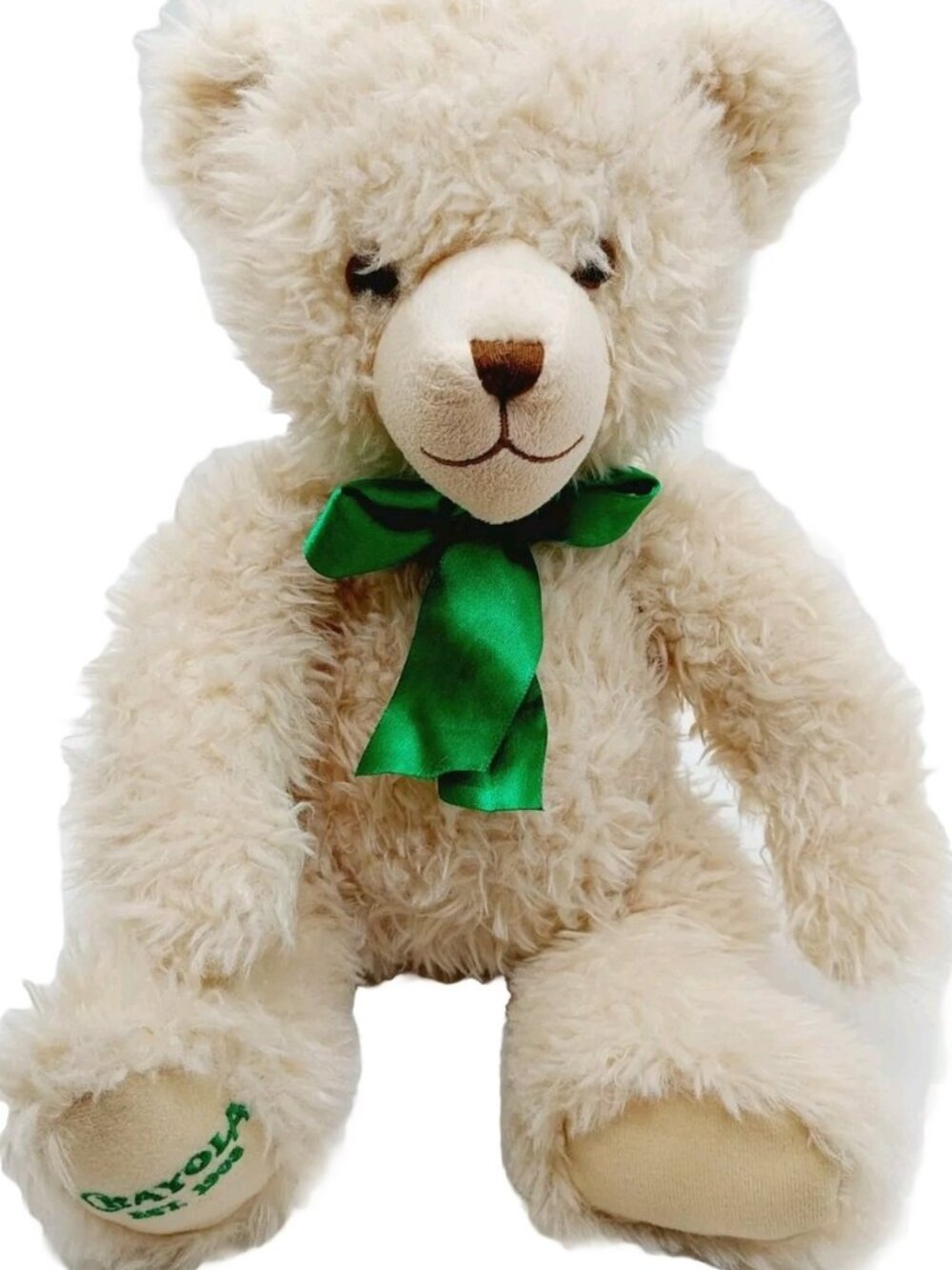 Crayola Crayons Teddy Bear 11” 2015 White Green Ribbon Plush Stuffed